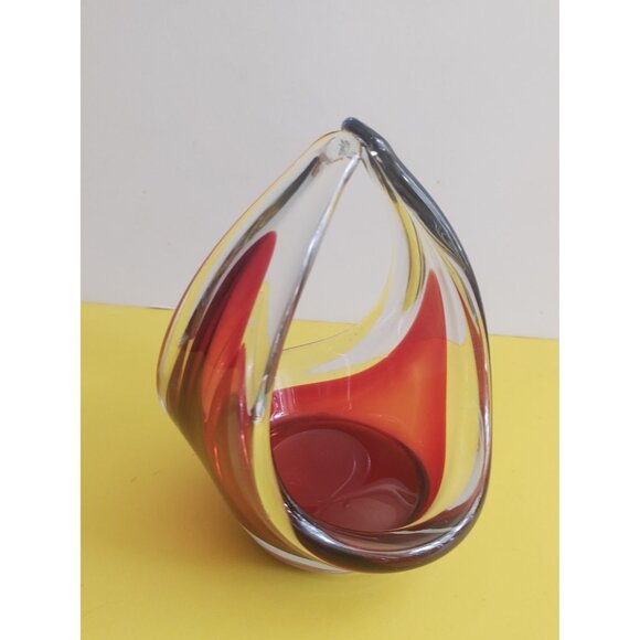 Vintage MCM glass vase/candy dish "Coquille" by Flygsfors, Sweden, Paul Kedelv - Picture 10 of 10